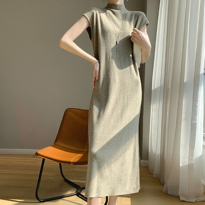 连衣裙羊毛纯色显瘦遮肉