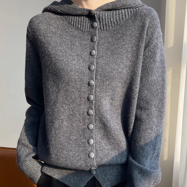 2025春季新款加厚连帽纽扣开衫女洋气保暖内搭外穿针织打底衫毛衣,女装/女士精品,毛针织衫,淘宝优惠券,粉丝福利购,淘宝优惠卷