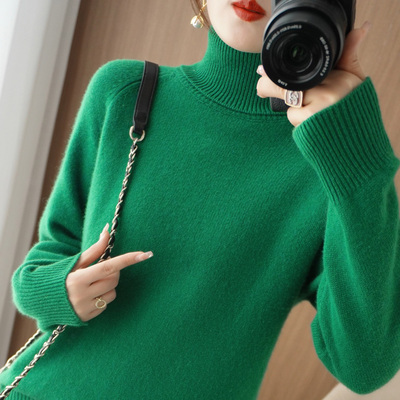 羊毛套头高翻领打底针织衫