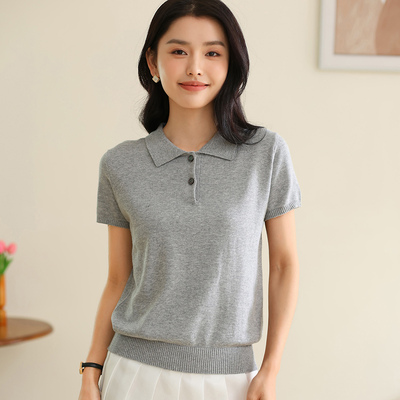 长绒棉POLO领短袖T恤透气吸汗