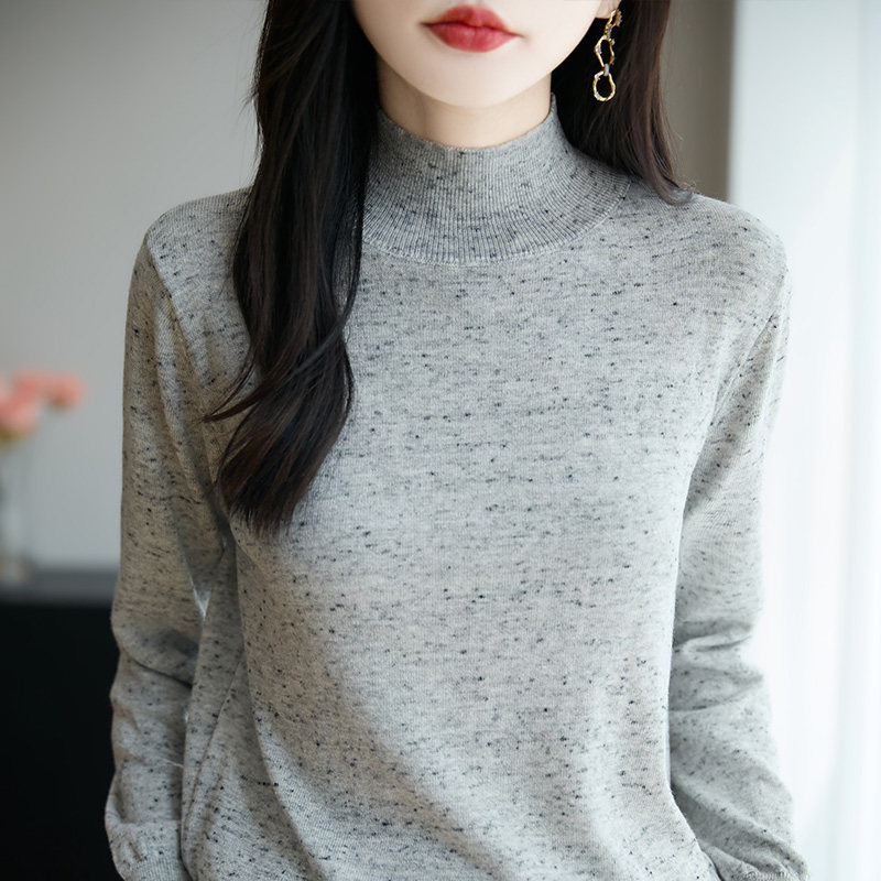 通勤风精纺花纱半高领精纺羊毛针织衫女灰色宽松软糯薄毛衣内搭,女装/女士精品,毛针织衫,淘宝优惠券,粉丝福利购,淘宝优惠卷