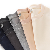 华棉宽松原创卫衣纯色白色打底衫 日系320G重磅长袖 t恤男女春秋季