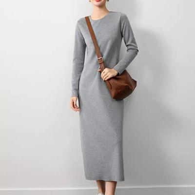 优雅气质磨毛纯色收腰