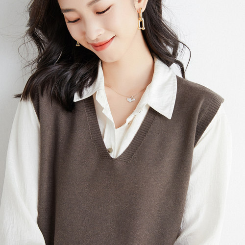 女宽松秋冬新款针织衫毛衣马甲