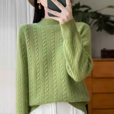 羊毛套头半高领内搭螺纹打底衫