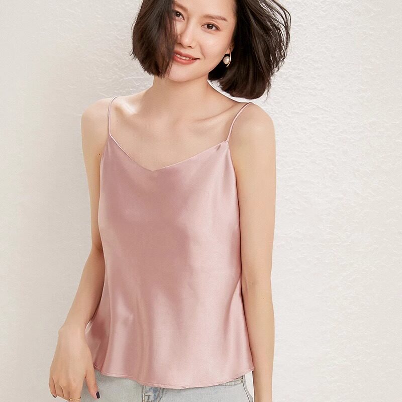 真丝吊带女小背心夏季无袖内搭西装打底宽松外穿绸缎面上衣潮新品