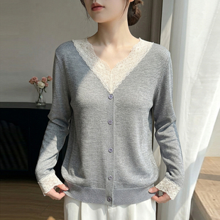春季女士高级感毛衣女款2026新款爆款蕾丝打底衫女春秋内搭可外穿