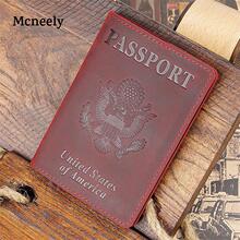 USA passport cover美国版 头层牛皮疯马皮真皮护照套 旅行护照保