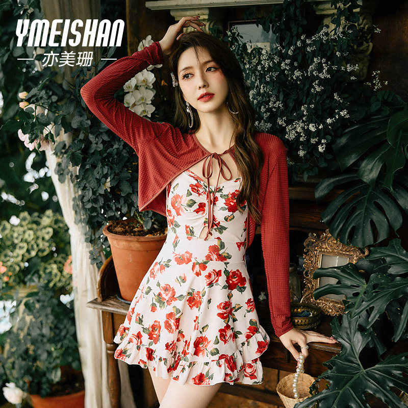 亦美珊连体泳衣女2026新款爆款时尚游泳衣高级微胖遮肉显瘦泡温泉