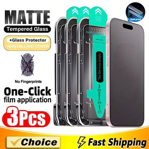 3Pcs HD Matte Tempered Glass For iPhone 17 16 14 13 15 Pro M