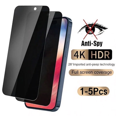 1-5Pcs Anti Spy Tempered Glass For iPhone 17 16 15 14Plus Screen Protector For iPhone 13 12 11ProMax