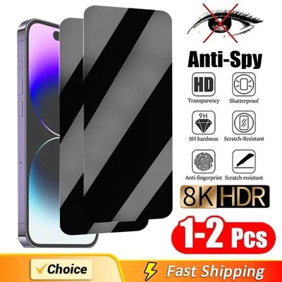 1-2Pcs Anti-Spy Glass For iPhone 15 14 13 12 11 Pro Max Mini 17 8 Pro Privacy Screen Protector