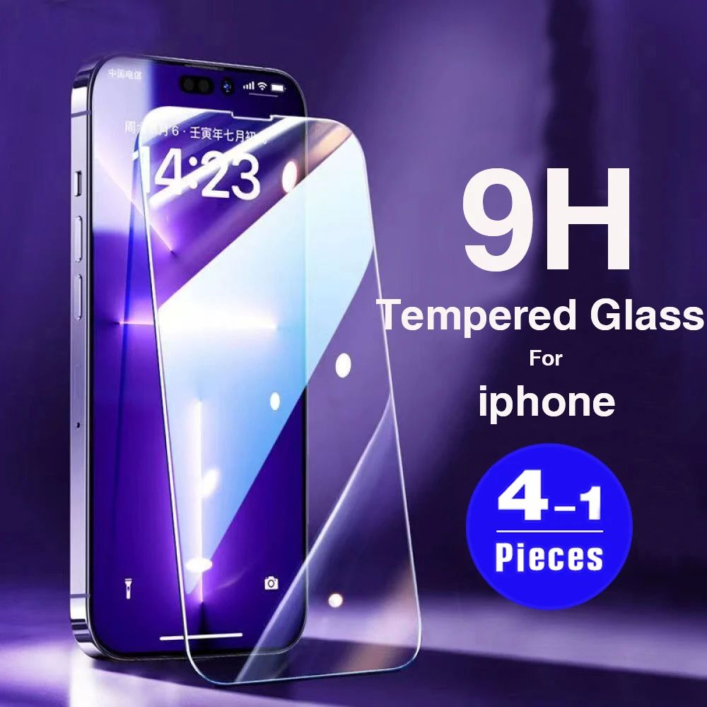 1-4Pcs Tempered Glass for iphone 14 Pro Max 13 12 11 SE X XS