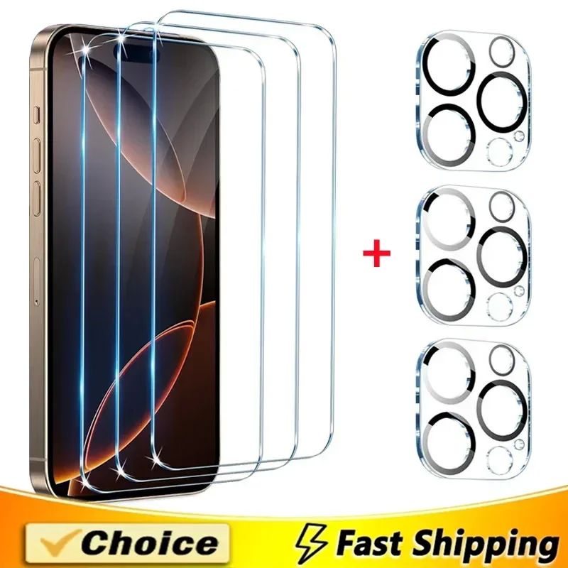 6-in-1 Screen Protector For iPhone 16 13 12 11 14 15 Pro Max