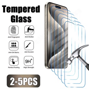 2-5PCS Tempered Glass for iPhone 15 14 13 12 11 16 ProMax Mini Screen Protector for iPhone 17 14 Air