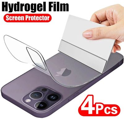 4Pcs Hydrogel Film For iPhone 12 13 14 15 16 Pro Max Screen Protector For iPhone Back Film Not Glass