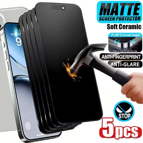5PCS Matte Ceramic Privacy Screen Protector for iPhone 17 16