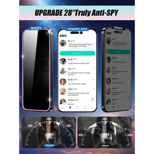 NNBILI Glass Screen Prot Tempered Spy Edge Diamond 2pcs Anti