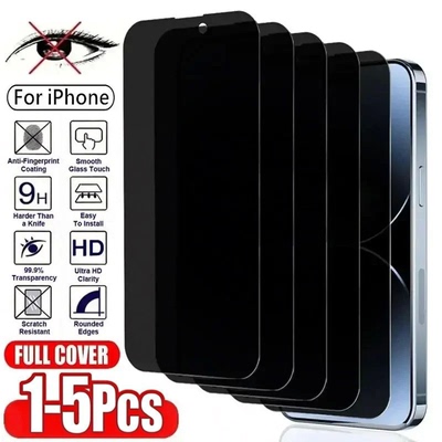 1-20pcs Full Cover Anti Spy Tempered Glass For iPhone 17 16 15 14 Plus 13 12 ProMax Screen Protector