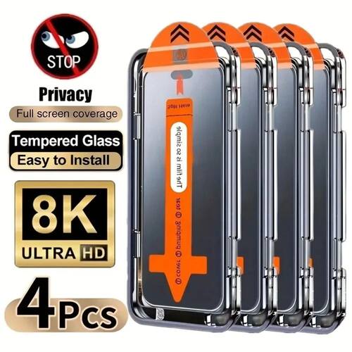 4Pcs Full Cover Privacy Tempered Glass Screen Protector for