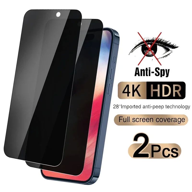 2Pcs Anti Spy Tempered Glass For iPhone 16 15 14 Plus Screen Protector For iPhone 13 12 11 Pro Max X