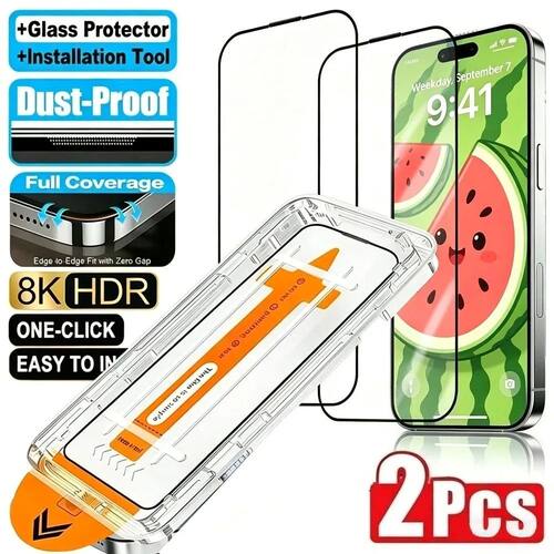 2Pcs HD Full Cover Tempered Glass for iPhone 17 16 Pro Max 1