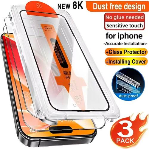 3pcs HD Tempered Glass Screen Protectors for iPhone 17 16 Pr