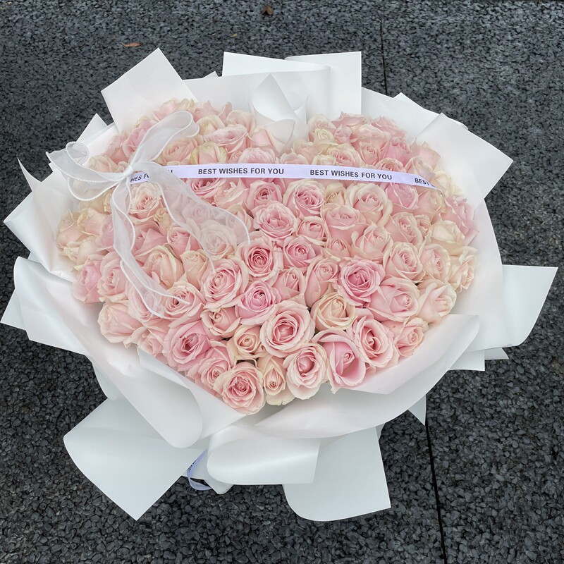 99朵粉玫瑰爱心形全国同城配送七夕情人节福州仓山台江鼓楼马尾店