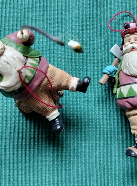 外单样品 孤品 圣诞老人挂件摆件一对