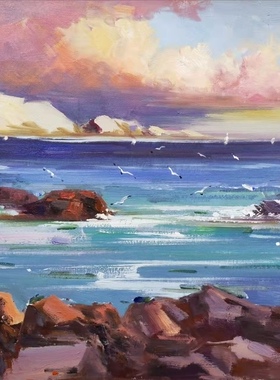 澳大利亚海景原创布面油画。50 x 70 cm.