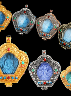 擦擦盒男女挂坠项链嘎乌盒文殊四臂观音药师长寿莲花生黄财神白度