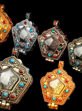 嘎乌盒佛盒带透明窗口饰品配饰名族风男女嘎乌盒项链吊坠配件礼物