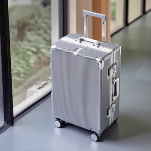 银灰色16寸登机行李箱22寸万向轮轻音男女通用双封闭内衬拉杆铝框