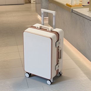 白色双封闭内衬行李箱20寸登机旅行密码箱24寸万向轮拉杆铝框26寸
