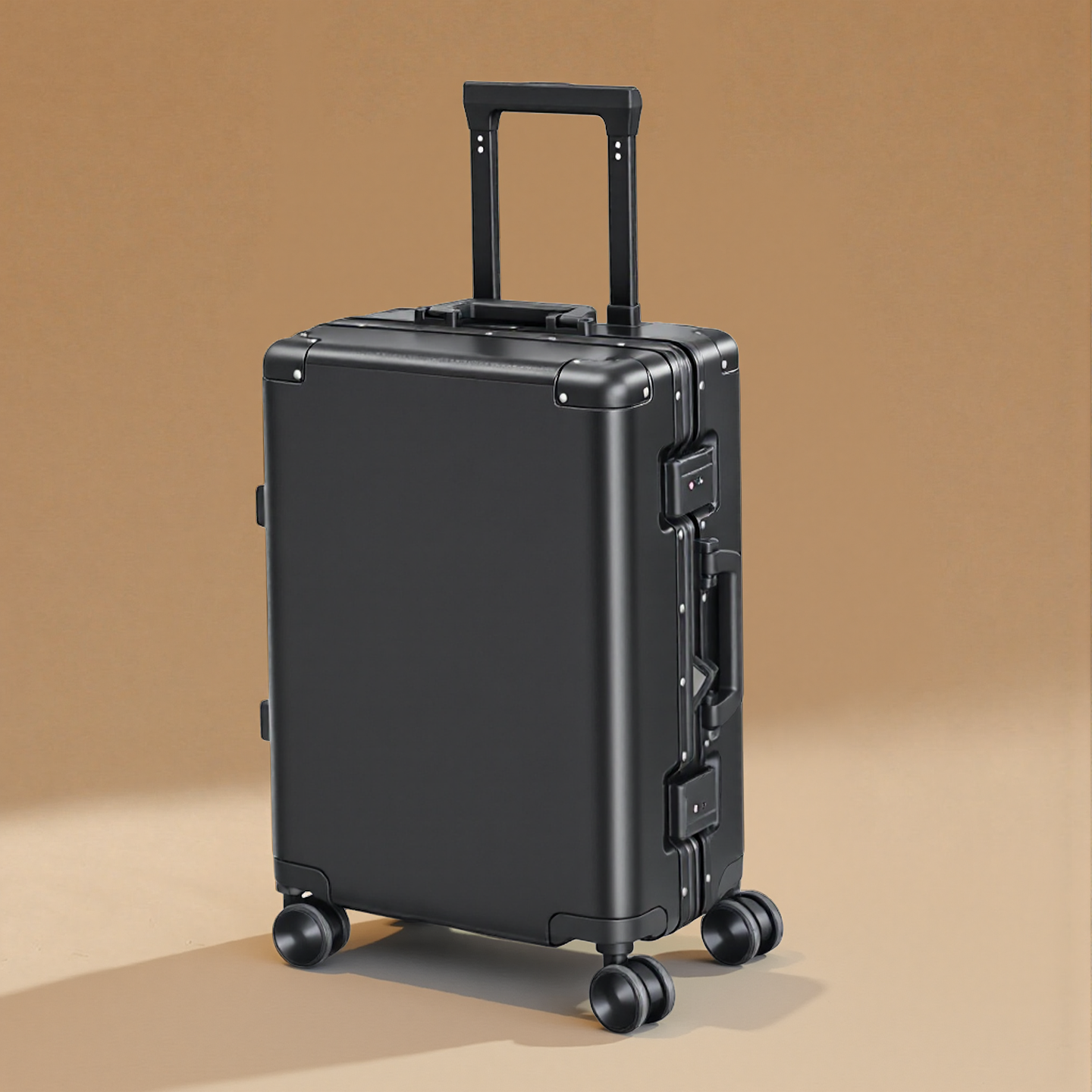 黑色20寸行李箱22寸双封闭内里拉杆26寸铝框大容量手机架防护包角