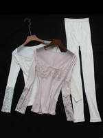 Winter women's thermal underwear set, tight lace sexy thin cotton sweater, long Johns and long pants, low neck thumbnail 8