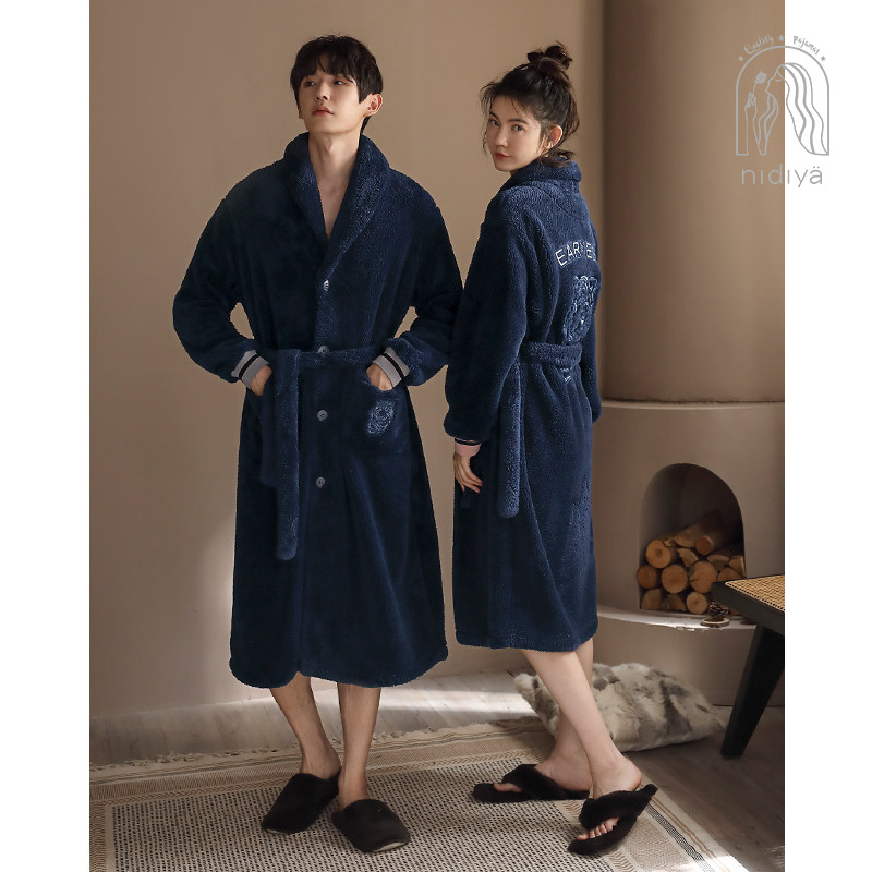 妮狄娅2021情侣睡衣睡袍女冬珊瑚绒长袖男翻领时尚保暖浴袍家居服,女士内衣/男士内衣/家居服,睡袍/浴袍,淘宝优惠券,粉丝福利购,淘宝优惠卷