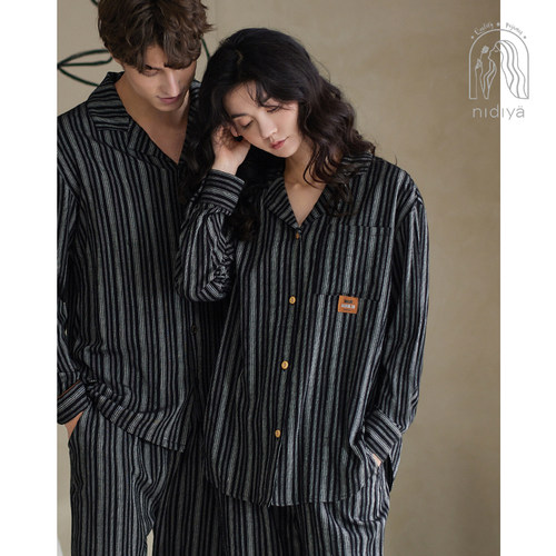 妮狄娅春秋开衫款情侣家居服套装