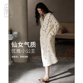 宽松长款 双层纱布秋冬大码 家居服 纯棉长袖 妮狄娅睡衣睡裙女春秋季