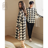 男春秋睡袍家居服 纯棉长袖 妮狄娅2024情侣睡衣睡裙女中长款 春秋季