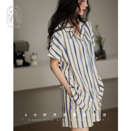 凉感柔软棉夏时尚休闲家居服套装
