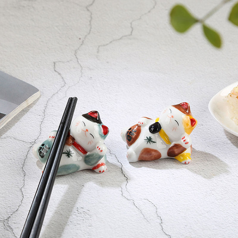 可爱小猫咪筷子架陶瓷摆件手工彩绘筷子托ins装饰品日式筷枕筷置,餐饮具,筷子架,淘宝优惠券,粉丝福利购,淘宝优惠卷
