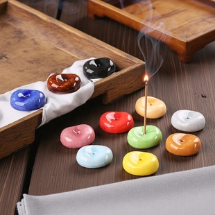 陶瓷线香底座香插茶桌摆件日式 和风简约家用迷你香托香线香盘香座