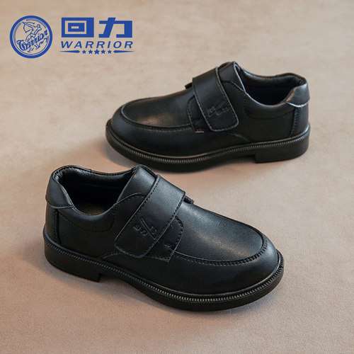 回力童鞋男童黑色皮鞋秋季休闲