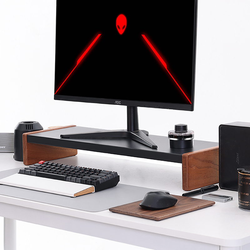 MOZI电脑显示器增高架收纳支架办公桌面台式实木置物架送男生礼物