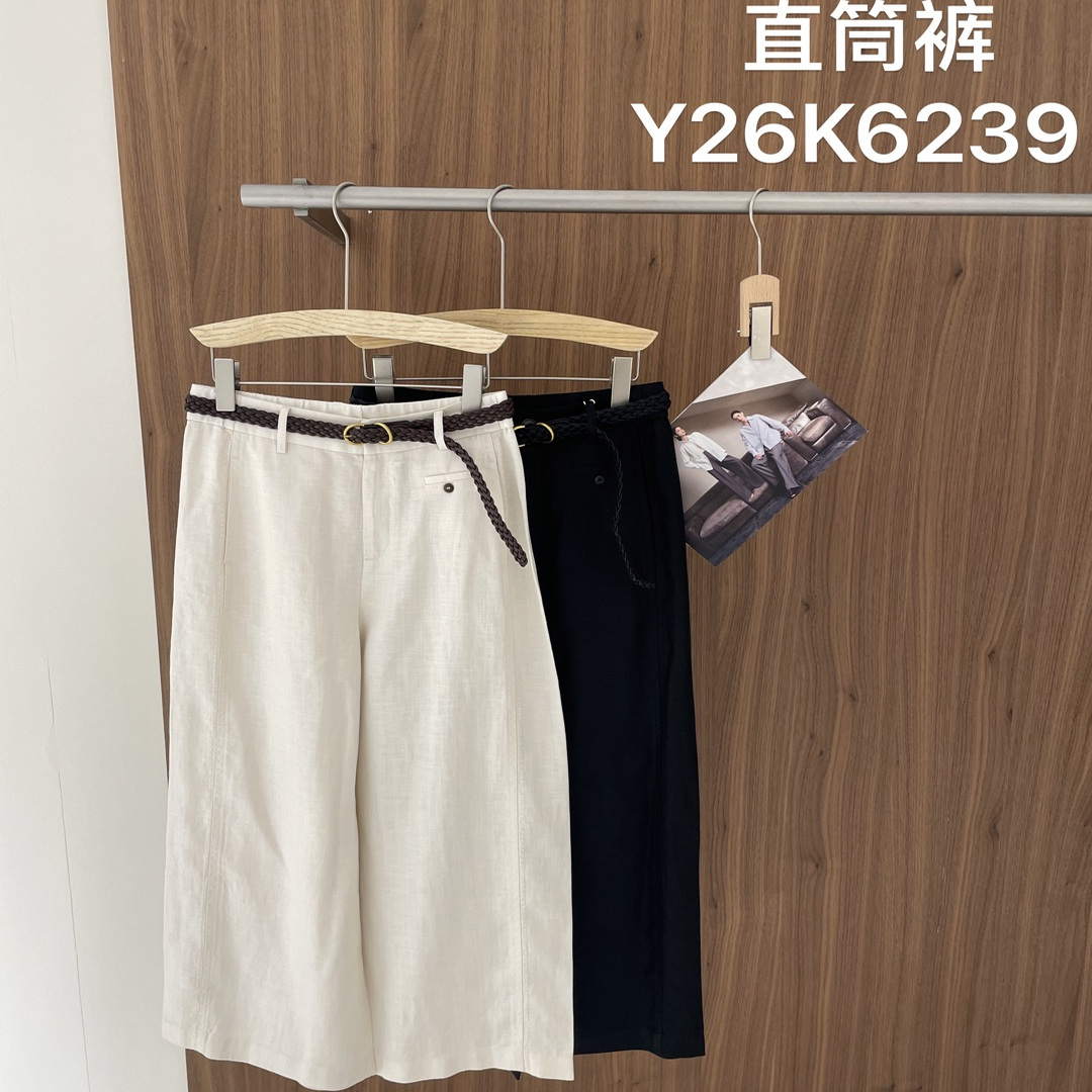 【尚品雅】SPY 2025新款亚麻直筒裤女宽松显瘦设计感裤子Y26K6239
