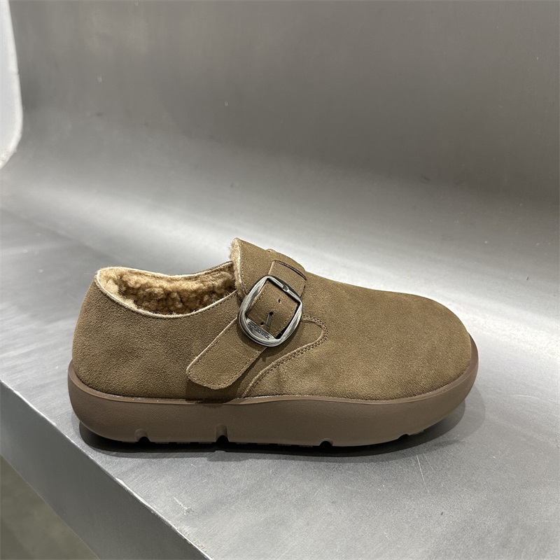 厚底勃肯鞋女鞋加绒毛毛棉鞋