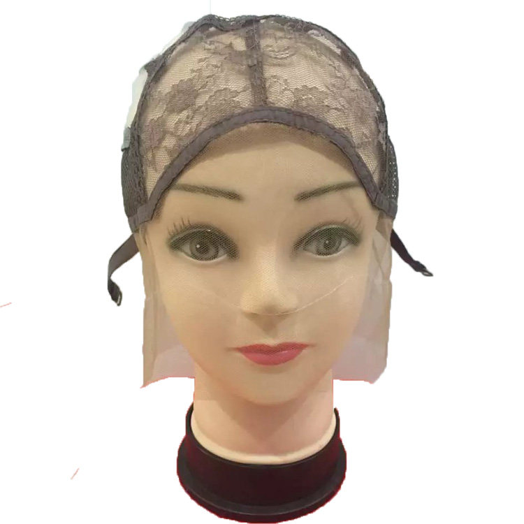 半蕾丝网帽半手织后面胶纸网半头套假发前沙网机制做假发网底帽皮