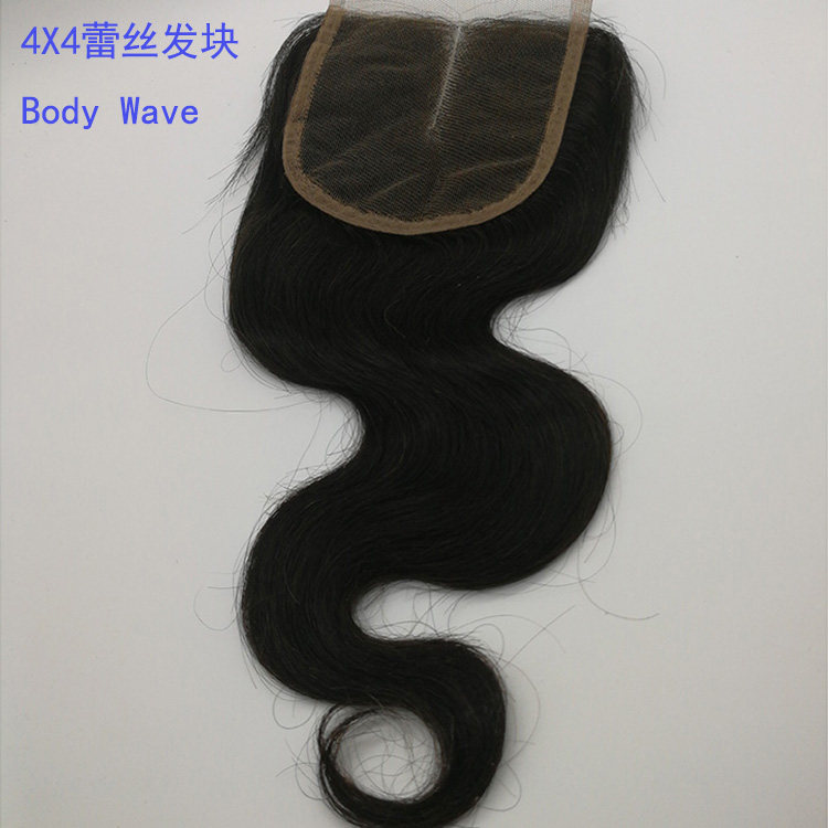 发块蕾丝配件closure 4*4顺发真发丝三分外销自然色外贸专用