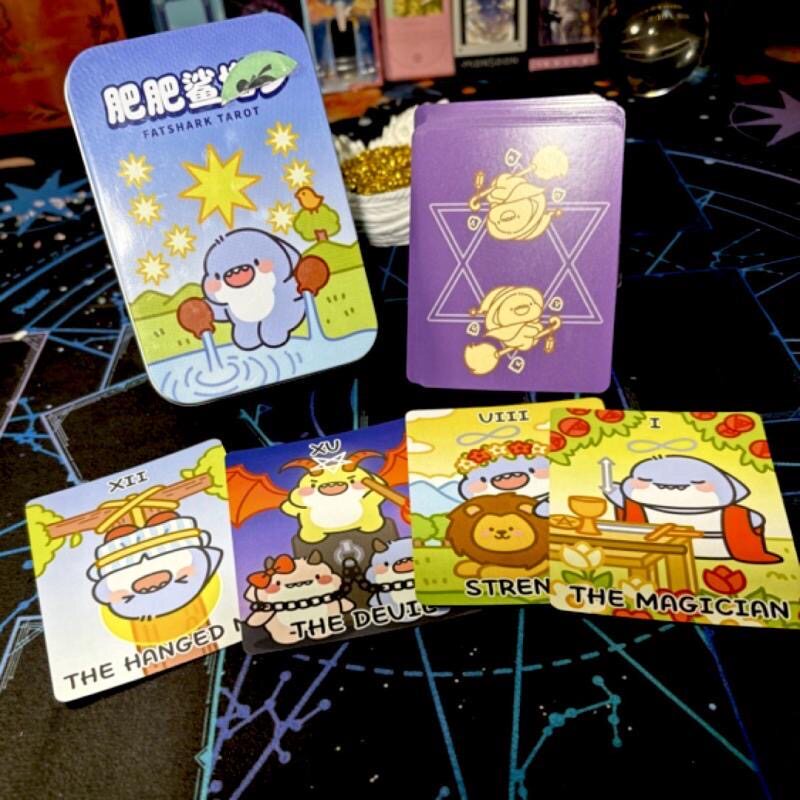 正版肥肥鲨塔罗牌 88*63 黑芯纸 小尺寸卡牌桌游78+2张可爱维特
